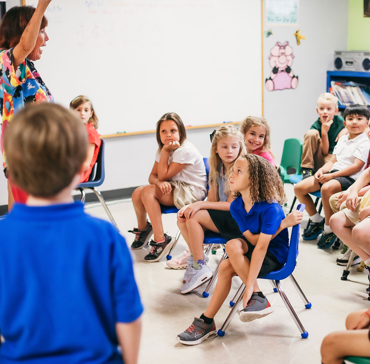 Trinity Christian Academy students working together in class